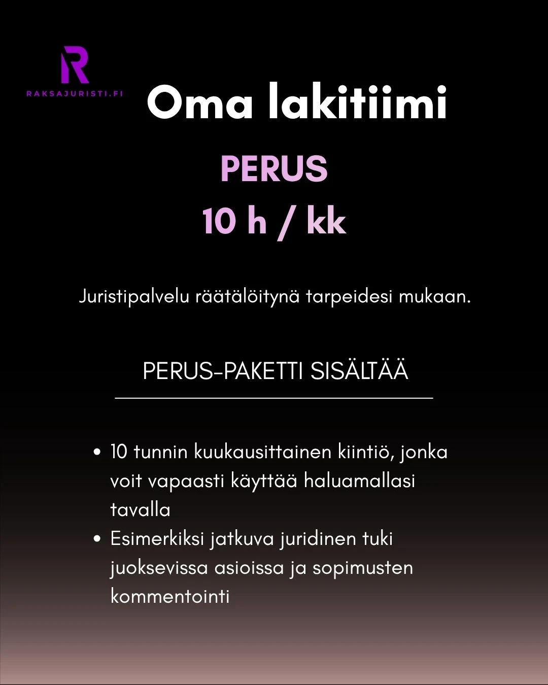 Perus-tilausmallin palvelukuvaus